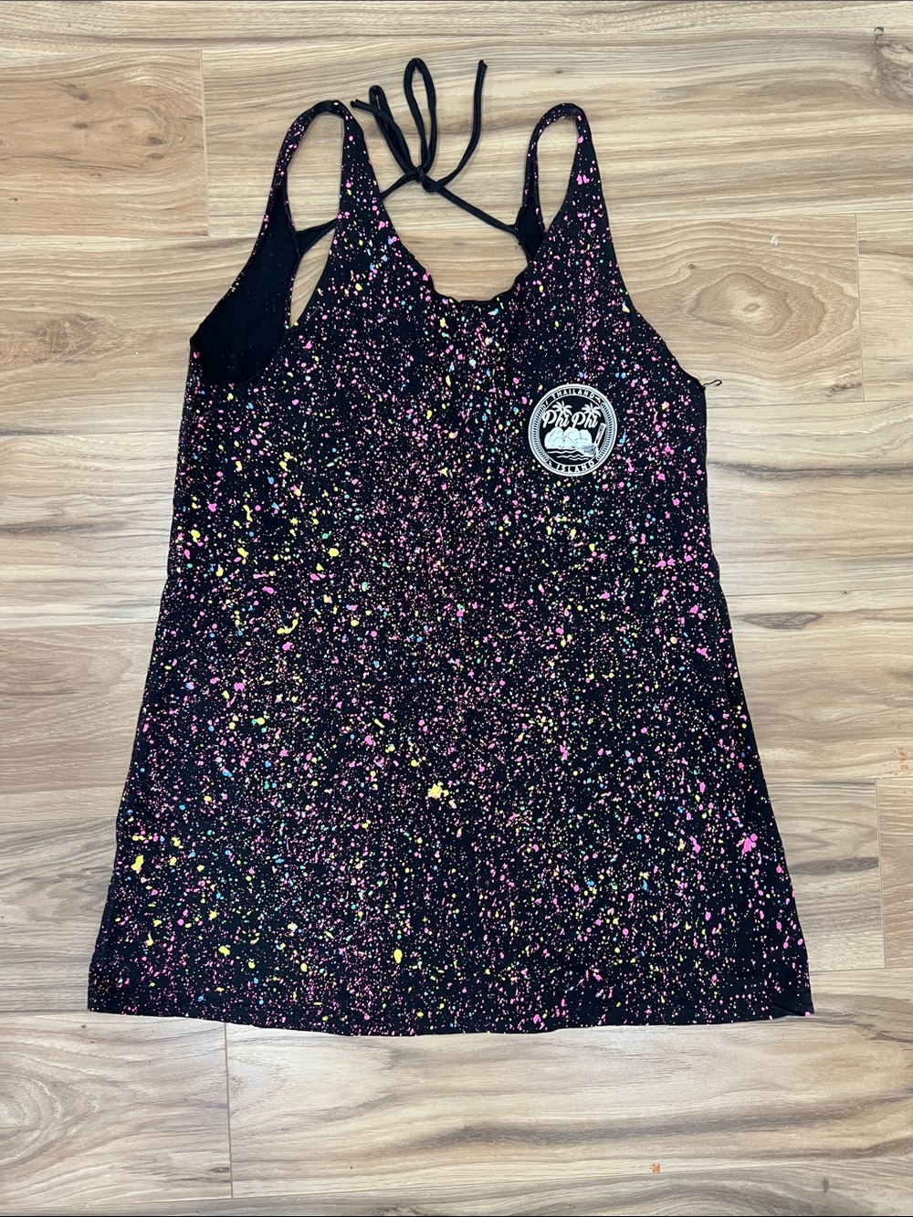 Thailand Phi Phi Island Black Splatter Paint Tank Dress